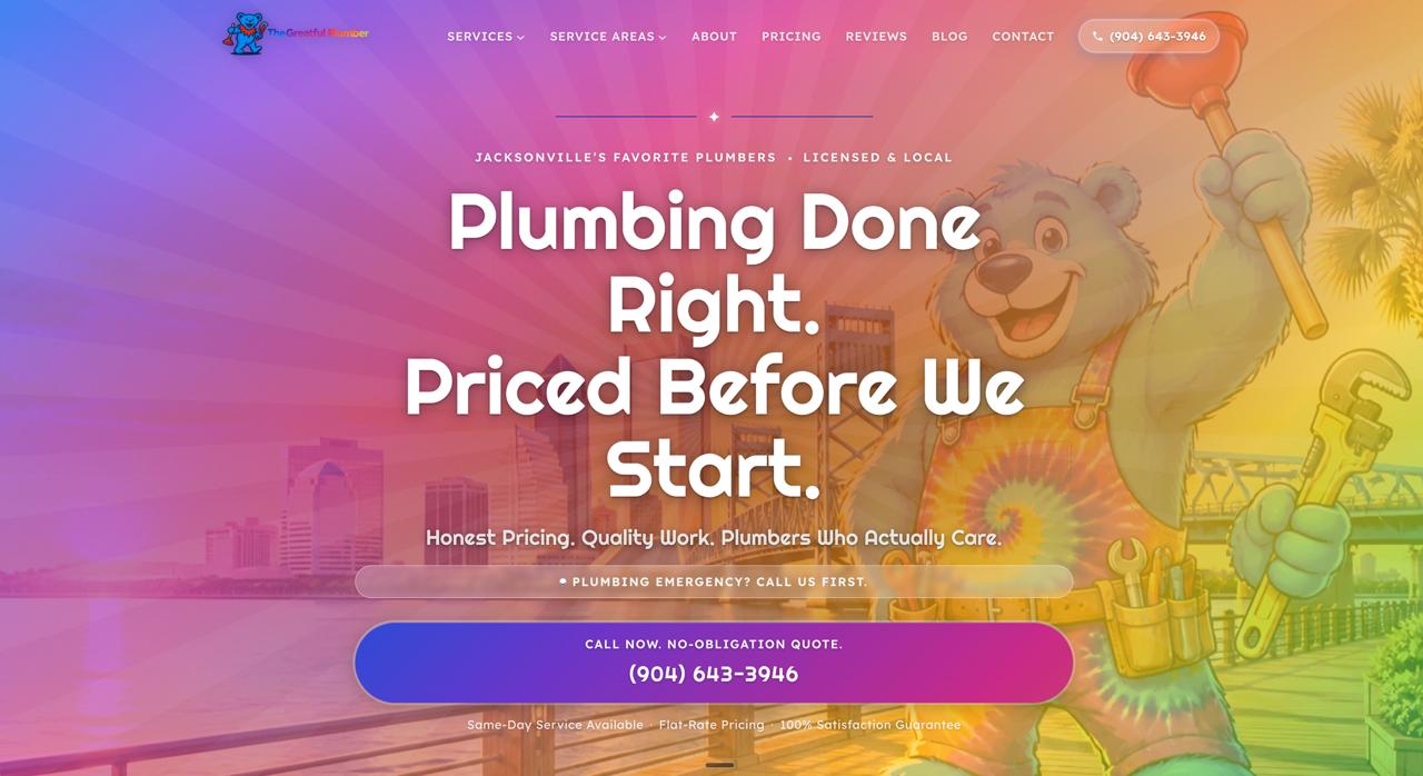 The Greatful Plumber website we built: a Jacksonville plumbing company.