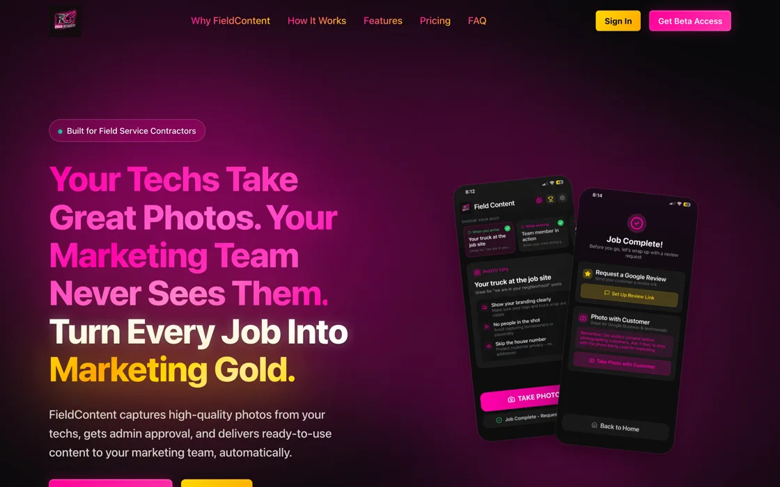 FieldContent homepage