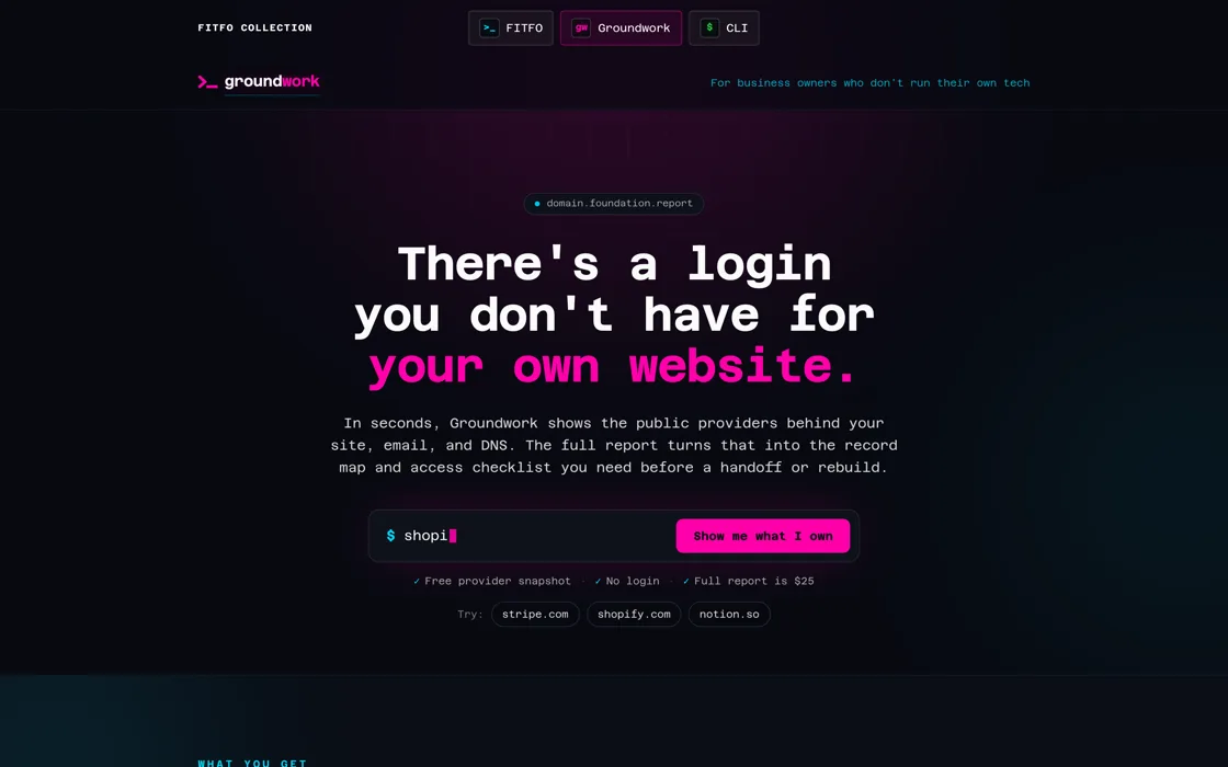 Groundwork homepage