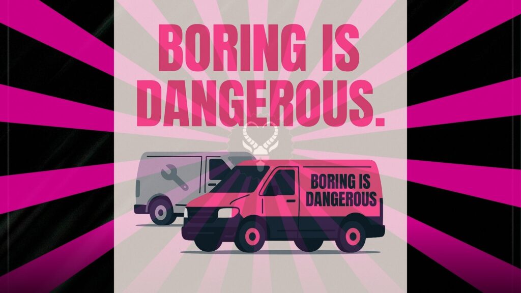 Flat vector illustration of a plumber standing confidently with bold colors and branding elements, symbolizing a standout plumbing business that embraces personality and strategy to grow